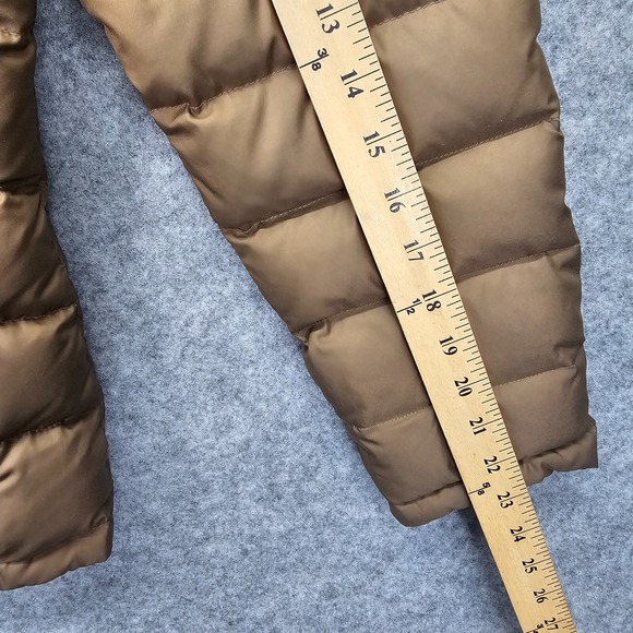 Down Puffer Jacket Womens S Tan Gold COLE HAAN Funnel Neck Asymmetric Prep 20x25 - Picture 8 of 14